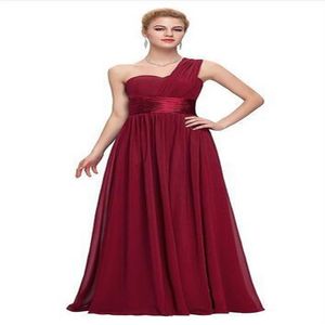 Chiffon One Shoulder Bridesmaid Dresses 2019 Bourgogne Purple Chiffon Wedding Party Dress Dama De Honor Gowns239K