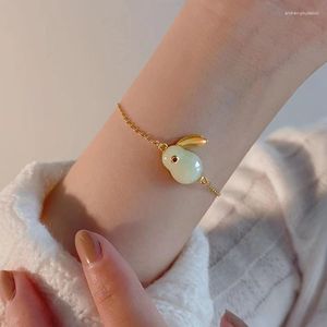 Charmarmband Hetian Jade Armband Girls Hand Ornament Year Gift Light Luxury Fashion Anime Chain Zodiac Pendant Jewelry