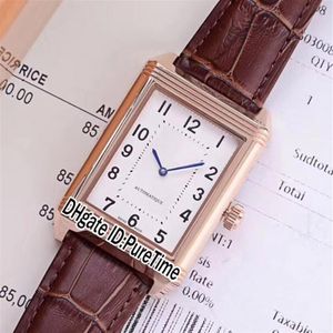 New Reverso Classic Medium Thin 2548520 Orologio da uomo automatico Cassa in acciaio Quadrante bianco Pelle 8 colori Orologi Puretime E52a1294s