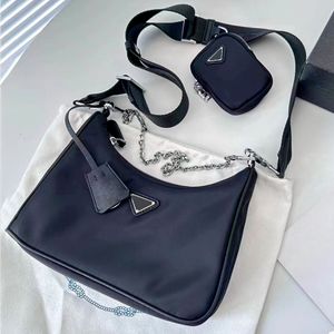 반달 개정 2000 2005 Safino Nylon Bag Prad Pochette Totes 3 피술 여성 럭셔리 디자이너 클러치 가방 슬링 남성 패션 어깨 손자 크로스 바디 삼각형 가방