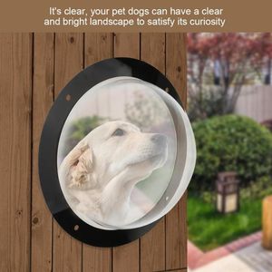 Hållbar akryl Pet Sight Window Dome Insert Fence Clear Outside Landscape Viewer For Cats Dogs Pet Dog Gate Dog Door210g