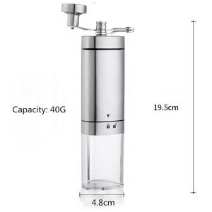 Mills Manual Ceramic Coffee Grinder Stainless Steel Adjustable Coffee Bean Nuts Mill with Safety Bolt Easy to Clean Kiitchen Tools