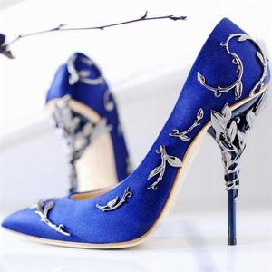 Silk Party Wedding Shoes for Bride Fashion 9 5 CM Women Pumpar Luxury Designer Heels Poined Toe Bridal Shoes194o