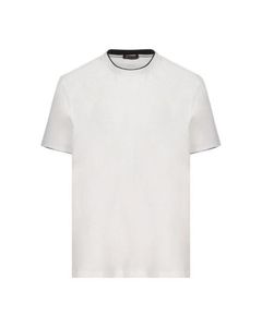 T-shirt da uomo firmata Loro Piana T-shirt girocollo da uomo bianca con finiture a contrasto T-shirt a maniche corte T-shirt estiva