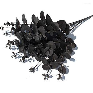 Dekorativa blommor svarta falska blad gren konstgjord växt diy simulerad eukalyptus grönska hemmakontor dekor