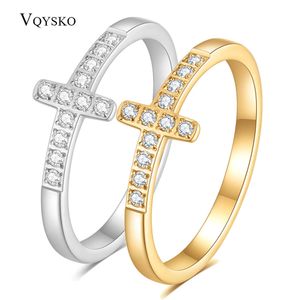 Moda anello in acciaio inossidabile 316L canale CZ zircone croce con anelli di fidanzamento in cristallo elegante e brillante per gioielli da donna Grils