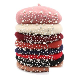 Berets Fashion Princess Designer Women Caps Lovely Pearl Beanies Spring Autumn Winter Toddler Girls Hats Drop Delivery Accessories S Dhafu