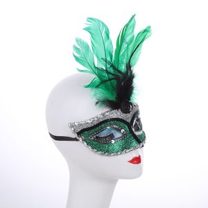 Lady Women Feather Mask Green Costume Party Ball Bar Misteriosa decorazione Matrimonio Compleanno