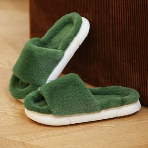 Slippers Leisure Time Female winter Keep Warm grey green Suede NonSlip Cute Soft Bottom Cotton Mop Keep Warm Plush Shoes Slippers size 36-41