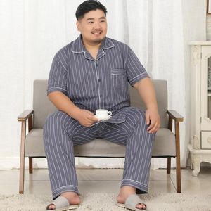 Men's Sleepwear Plus Size 65% Knit Cotton Short Sleeved Trousers Pajamas Sets Men Pyjamas Summer Simple For Male 3222