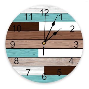 Wall Clocks Wood Grain Color Clock Living Room Home Decor Large Round Mute Quartz Table Bedroom Decoration Watch