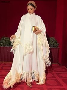Этническая одежда скромная мусульманская бэттинская рукава кисточка Kaftan Light Abrico Corban Eid Al Adha Вечерние платья Марокканская индейка Дубай Абая 230721