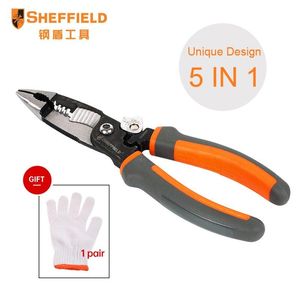 Embossing Sheffield 5 In1 Pliers Multifunction Tool Electrician Needle Nose Pliers Wire Stripping Cutter Crimping Pliers S035057
