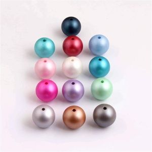 Oykza kolorowe akrylowe imitacja Pearl Matte Kulki do masywnej mody Naszyjnik Dostaw biżuterii 10 mm 12 mm 16 mm 20 mm T200323321B