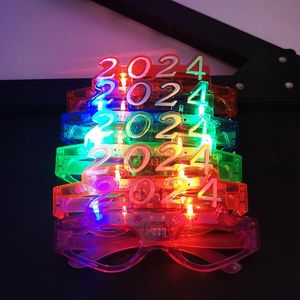 10pcsLED Toys LED Lighted 2024 Glasses Glowing Flashing Eyeglasses Rave Glow Shutter Shades Eyewear for New Year Kids Adults Sizes Christmas Yoy