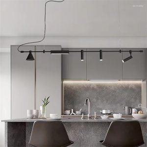 Chandeliers Nordic Rectangular Chandelier Designer Led Spot Light For Dining Table Bar Kitchen Island Lamp Home Decor Black Room