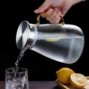 Glass cold water kettle with hammer pattern and large capacity juice kettle for household use