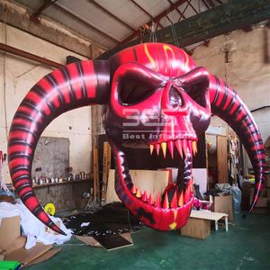 Decoração de palco de festa de suspensão inflável caveiras de halloween compartilhamento de esqueleto para evento de clube pub 193l