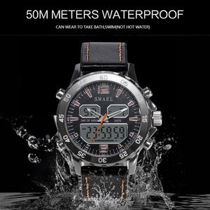 Zegarki sportowe Wodoodporne, oryginalne podwójne wyświetlacze kwarcowe na rękę zegar Man Fashion Smart Digital Watch LED Men 1281242d