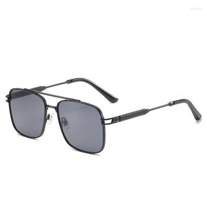 Sunglasses 2023 Gradual Sunset Metal Square Frame Double Beam Play Camping Men And Women's Glasses UV Protection