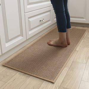 Teppich-Leinen-Küchen-Fußmatten, rutschfester, gewaschener Teppich, kreuzförmiger Gummirücken, natürlicher Twill 230721