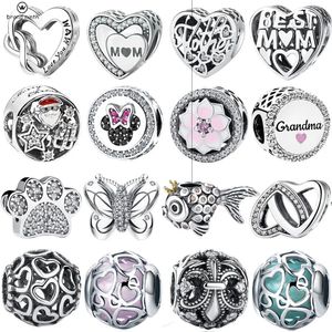 9925 Silver for Pandora Charms Jewelry Beads 925 Bracelet Entwined Hearts Mom Heart Charms Set Pendant DIY Fine Beads Jewelry 19475122