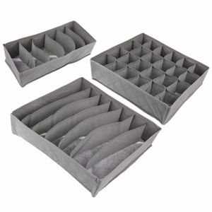 Novo conjunto de 3 PCS carvão de bambu tecido não tecido dobrável caixa de armazenamento roupa íntima organizador sutiã gravata calcinha meias caso gaveta307W