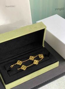 Клаверс -браслеты браслет роскошный дизайнер Van Clover Bracelet Pearl 4 Leaf 18k золотой лазерный бренд Brangle Серьги колье свадьба 59essxu7q