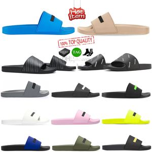 Pool Slides slippers men women Black Fluo Green Rubber Beige white yellow pink flat Beach sports sneakers fashion sandals