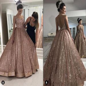 Glitter Rose Gold v الرقبة Backless 2022 Mexican Quinceanera Prom Dresses Charro Princess Beade Ball Gown Sweet 16 Dress Vestidos 15223U