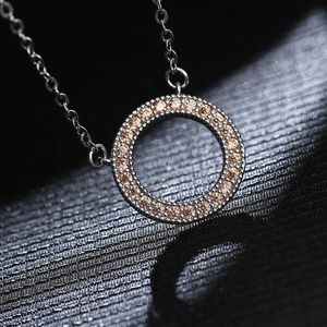 Iced Out Cubic Zirconia Fashion Circle Colar Simples Ring Crystal Zircon Choker Chain Silver Color Hoop Pendant Jóias Coleiras Acessórios Para Mulheres Atacado