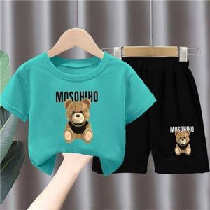 Kinder Trainingsanzug Kleidung 2023 Sommer Cartoon Zwei Stück Set Brief Drucken Kurzarm T-Shirt Und Shorts Sets Für Jungen Und mädchen Baby Kinder Sommer C 9336