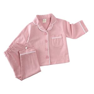 Conjunto de roupas de pijama para bebês meninas e meninos primavera outono 9M-5T Conjuntos de roupas infantis para crianças Pijamas sólidos Roupa de dormir de algodão Vestido de noite para meninas
