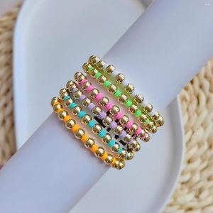 Strand Multicolor Heishi Beads Bracelet Boho Summer Gold Color Beaded For Women Jewelry Girl Elastic Pulseras Accessori