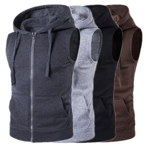 Men s Hoodies Sweatshirts Fashion Tank Tops Sleeveless Hoodie Vest Slim Fit Zipper Sport Tracksuit Clothing 230721