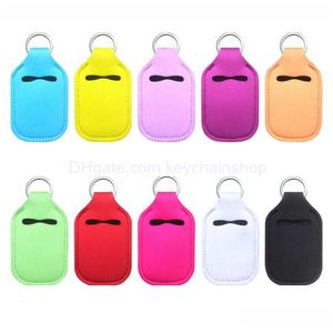 Keychains Lanyards Neopren Sanitizer Holder Solid Color Outdoor Portable Mini Bottle ER Key Chain Lipstick Drop Delivery Fashion DH4QH
