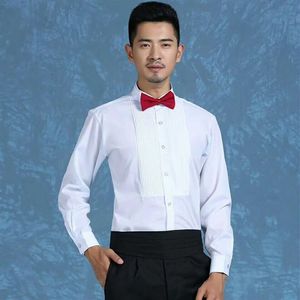 전체 및 소매 고품질 신랑 셔츠 남자 셔츠 긴 소매 흰색 셔츠 신랑 액세서리 01289H