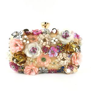 Minaudiere flower beaded jewelry clutch bags fancy Ladies Wedding Bridal purse Evening Bags Handbags Women Crystal Party Dinner Pa302u