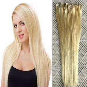 LUMMY Hair 14 -26 100% brasileiro Remy grampos de cabelo humano em extensão de cabelo humano 8pcs conjunto cabeça cheia 120g285R