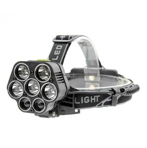 40000LM 7 LED Headlamp USB Recarregável Camping Cycling Faróis 5 * XML T6 Azul amarelo COB Cabeça Lanternas Lanternas com bateria 18650