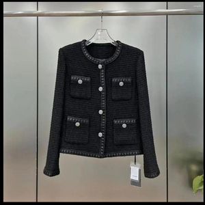 Damenjacken Hohe Qualität Mode Tweed Jacke Frauen Koreanische Elegante Mantel 2023 Frühling Französisch Vintage Mäntel Einreiher Oberbekleidung Top