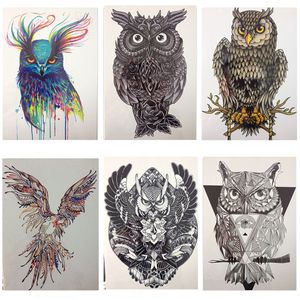 Hot Sale 21 X 15 CM Fashion Colorful Beauty OWL Waterproof Hot Temporary Tattoo Stickers