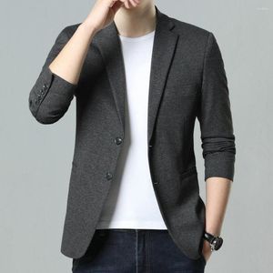 Herrenanzüge Herren Grau Blau Blazer Kerbkragen Slim Fit Einreihige Anzugjacken Männlich Smart Casual Strickstoff Elegantes Outfit Kleidung