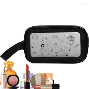 Storage Bags Clear Makeup Printed Cosmetics Waterproof Case With Zipper Large Capacity Organizer For Beach Home Gym Portable