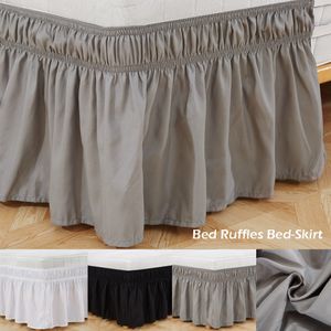 Bed Skirt Elastic Ruffles Soft Comfortable Wrap Around Fade Resistant Solid Color Skirts Twin Full Queen King Size 230721