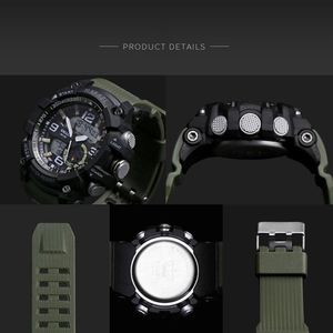 Smael Watch Sport Orologio da polso da uomo Orologio digitale a LED Orologio da polso impermeabile Dual Time Orologio militare 1617 Orologi da uomo Militar3521