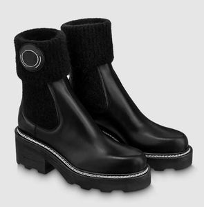 Moda zimowa skrócona krojona kostka skórzana skórzana buty luksusowe buty designu botki beau bourg-boot calfskin czarny brąz