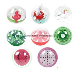 Inflatable beach ball floats swim pool floating cartoon unicorn flamingo crab kiwi fruit balls cute children adult funny water toys swimming mattress tubes