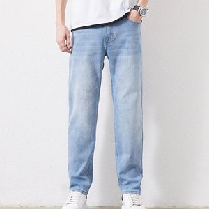 Jeans Masculino Solto Manga Reta Tamanho Grande Cintura Média Elástico Simples Calça Empresarial Masculina Grande Primavera/Verão