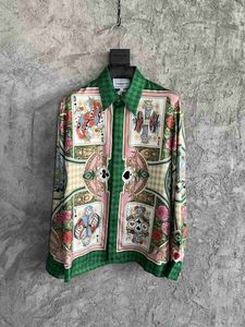 Casa Designer Moda Abbigliamento Camicie Tute Casablanca Racing Green Camicia a maniche lunghe da vacanza in seta stampata unisex con fiori siciliani